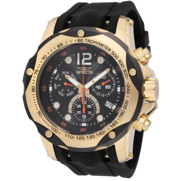Invicta Speedway Swiss Men's Chronograph Watch 49841 Black Silicone/Gold New - Picture 1 of 2